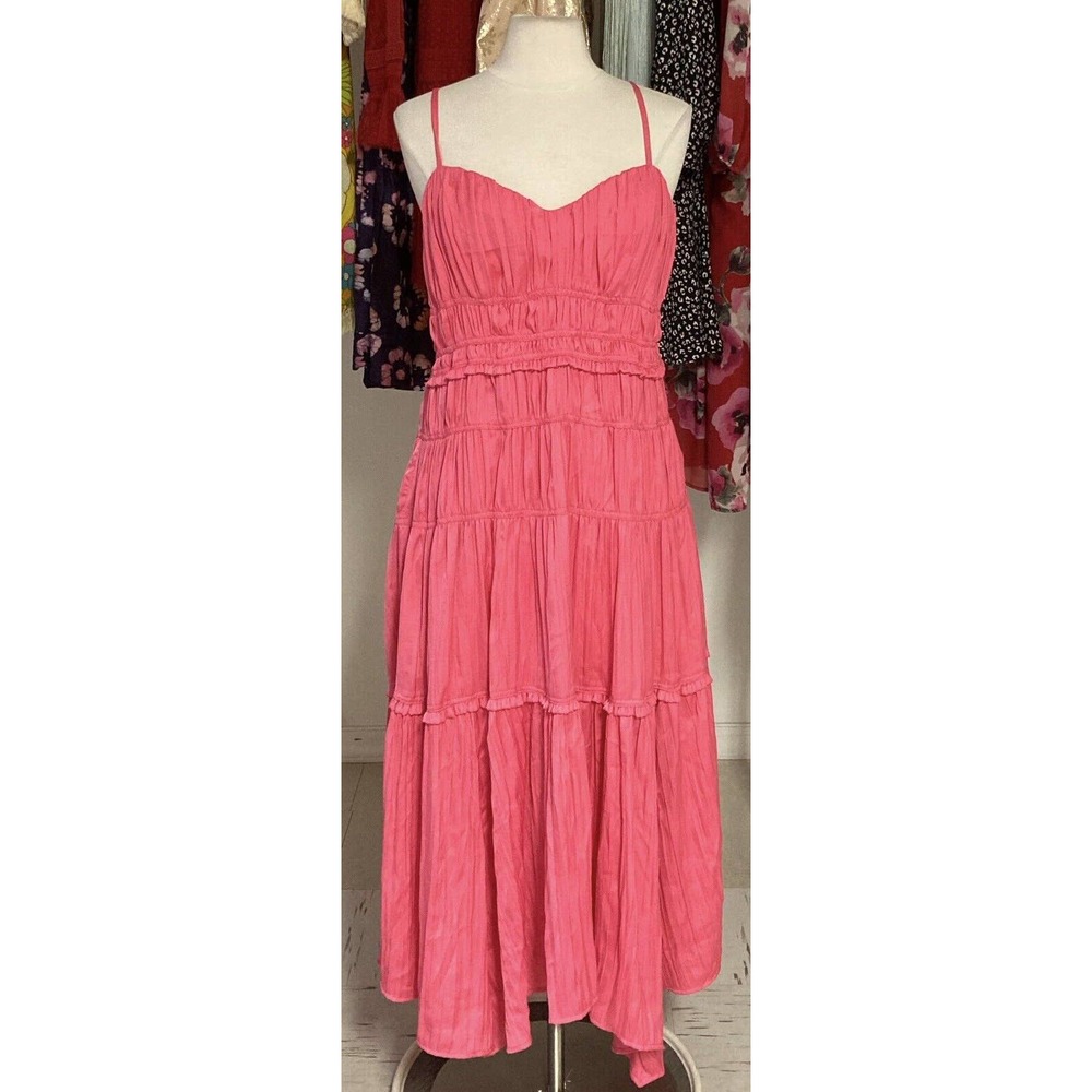New Plus Size Anthropologie Ruched Slip Dress Size 16W- Pink - Picture 1 of 3